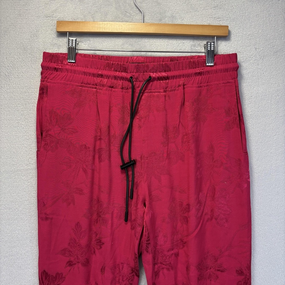 RtA Hot Pink Jacquard Sweatpants Womens Medium Floral Drawstring Italian Fabric - Picture 3 of 14